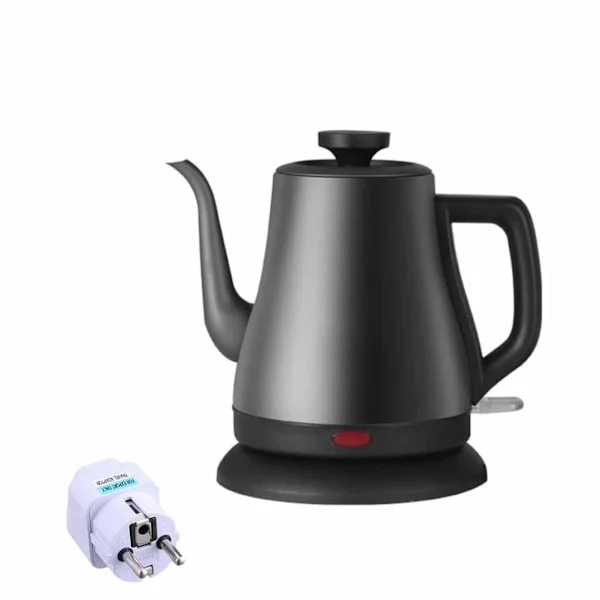 Long Spout Electric Kettle With Germany Plug Adapter Ergonomic Handle Tea Kettle For Boiling Water Grey