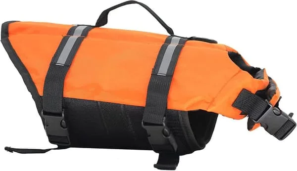 Hunde-svømmevest Treningsvest for hunder med justerbare klikklukninger og reflekterende striper, tilgjengelig i 5 forskjellige størrelser, oransje, S