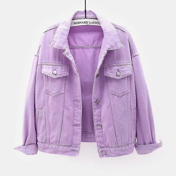 Pring Høst Dame Denimjakke Pring Høstjakke Rosa Denimjakke Lilla XXXL XXXL Lilla