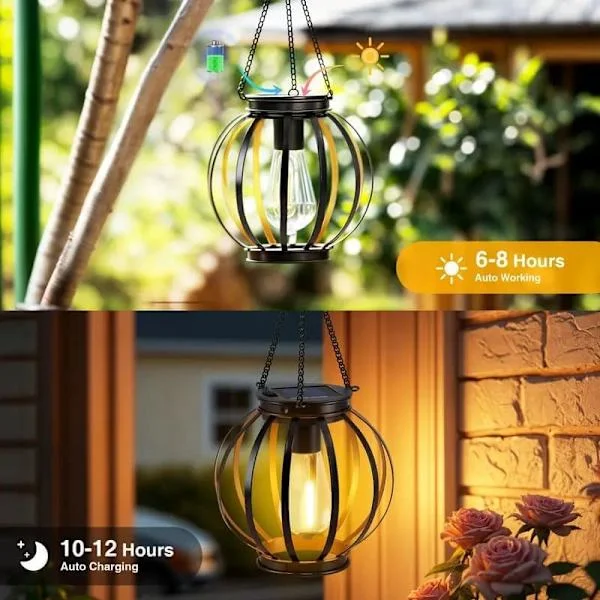 Solcellslampor Utomhus 1/2/4-Pack, Hängande Dekorativa LED-Lampor Vattentäta IP65