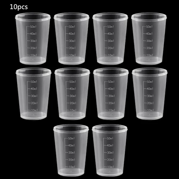 10 KPL 50 ml Mittakupit Muoviset Sekoituskupit Laboratoriokäyttöön Nestemäiselle Maalille Epoksihartsin Sekoittamiseen Käsintehdyt Taidetarvikkeet