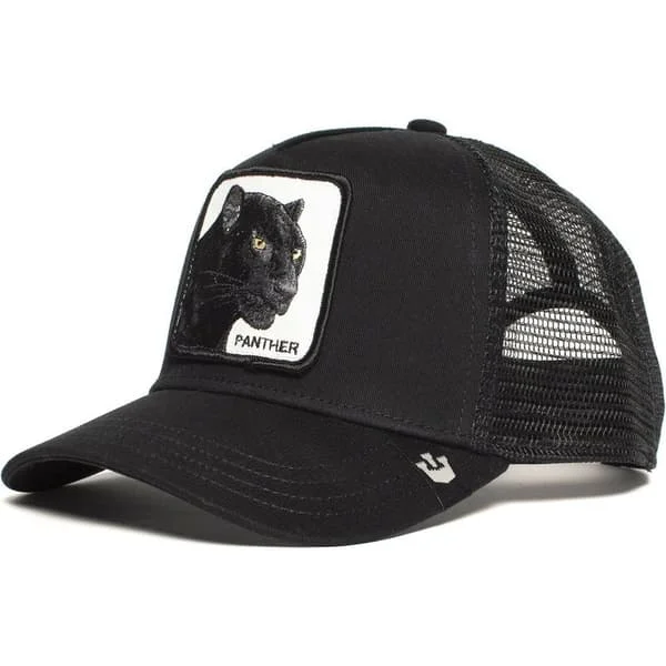 Mesh Animal Broderi Hat Snapback Hat Sort Panter - Perfet