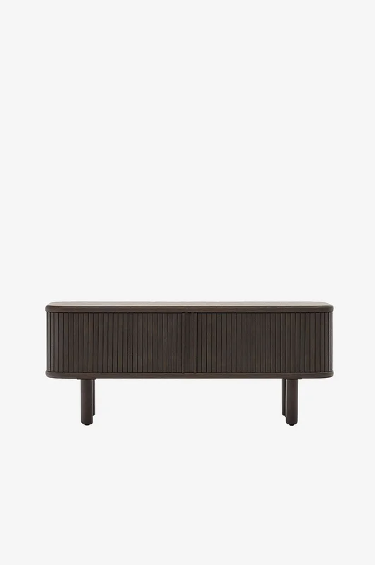 Kave Home - Mailen TV-bord med 2 dører i askfinér med mørk finish 120 x 50 cm - Svart - TV-benker & mediebenker - Fra Homeroom