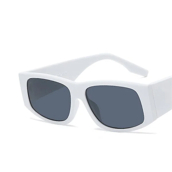 Fashion Vintage Svarta Fyrkantiga Solglasögon Vuxen Lyx Varumärke Små Rektangulära Solglasögon Vuxen Klara Glasögon Oculos De Sol(Vit Grå)