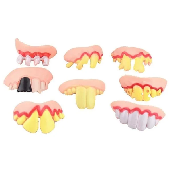 8PCS Ugly Teeth Halloween Party False Rotten Teeth Prop Denture Model Prank Funny Tricks Funny Joke Fake Teeth Halloween Party Teeth Model