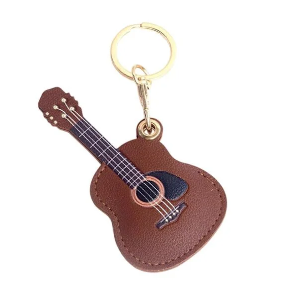 Nøkkelring i kunstskinn med gitar for skolen - Kortholder for adgangskort - for musikkelskere