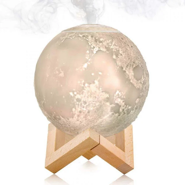 Humidifier - Aromatherapy Diffuser, LED Desk Moon Lamp with Cooling Mist Humidifier Function, Adjustable Brightness and Mist Mode (White)