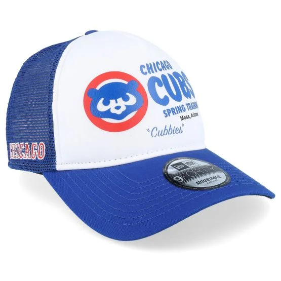 New Era - MLB Blå trucker Caps - Chicago Cubs Team 9FORTY Spring Training White/Blue Trucker @ Hatstore