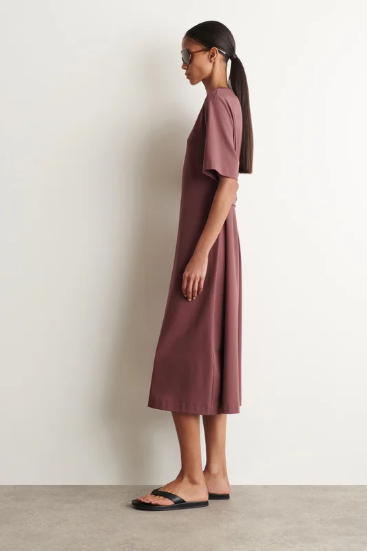 COS Women's Vestido Camiseta Midi Con Detalle De Cinturón in Marrón