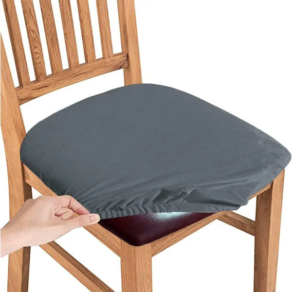 Velvet Chair Cover, Stretchy Removable Washable Chair Seat Cover with Ties, Furniture Protector for Dining Room