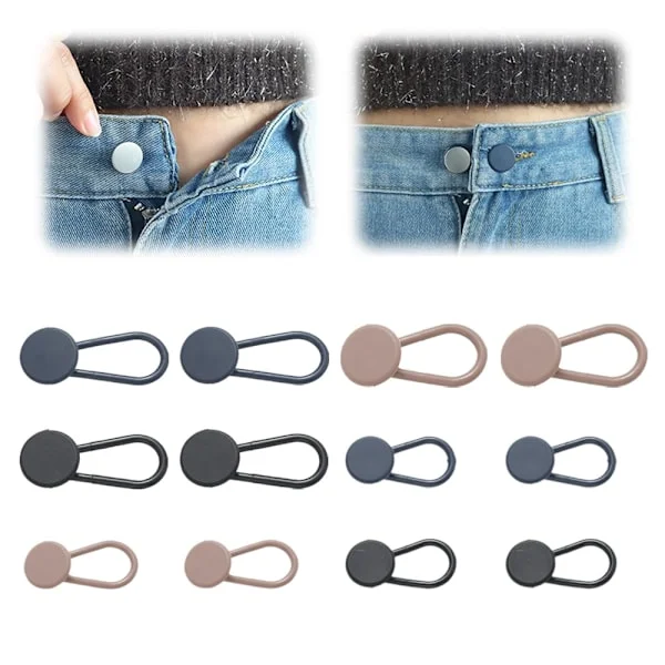 Knappförlängare för Byxor, Midjeförlängare Byxor, Elastiska Midjeförlängare för Byxor, Shorts, Jeans, Kjolar och Gravidbyxor (12 st)