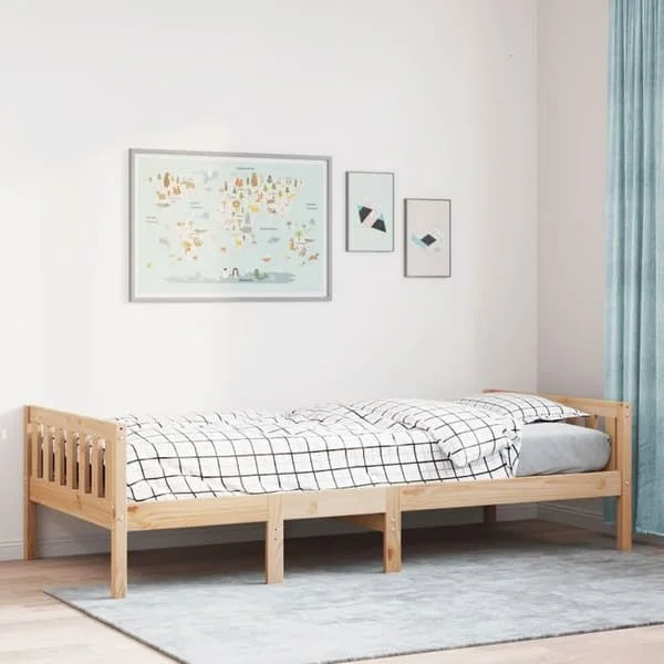 vidaXL Säng för barn utan madrass 90x200 cm massiv furu, enkel säng, mellan hög säng, träsäng, mellan hög säng 855027