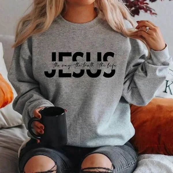 Jesus Vägen Sanningen Livet Sweatshirt Kristen Huvtröja Jesus Gåva Religiösa Tröjor Dam Sweatshirts Kristna Gåvor