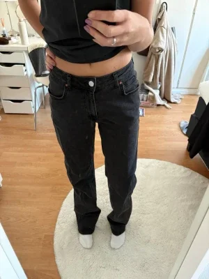Bik Bok Mid Wide Jeans - Washed Black / Dark Grey