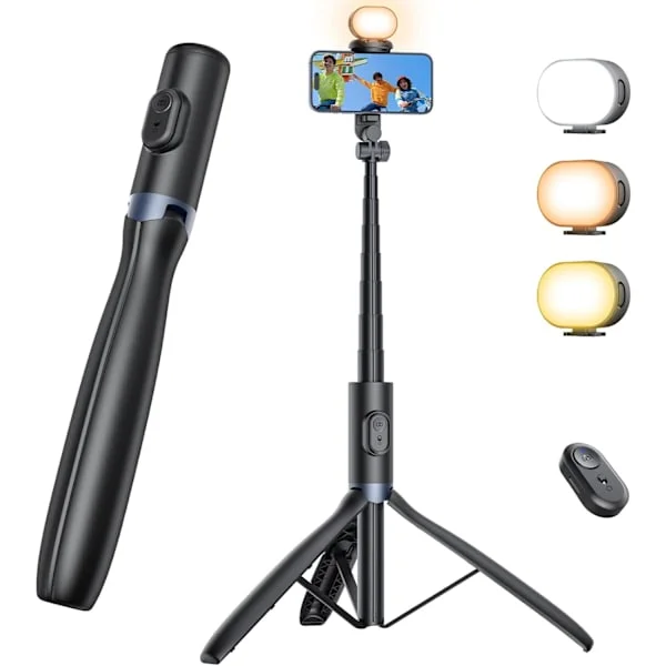 Telefonstativ Monopod med Lampa, NT99 172cm Selfie Stick för Mobiltelefon & Kamera, Resestativ med Fjärrkontroll Kompatibel med Smartphone Kamera 