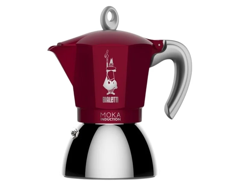 Bialetti Moka Induksjon, rød, espressokoker til 4 kopper