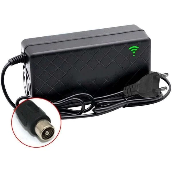 [LD]24V 2A Smart laddare för litiumbatteri till elcykel Utgång 29.4V 2A Laddare DC-port Snabbladdare med kylfläkt, RCA-kontakt, DEBUNS