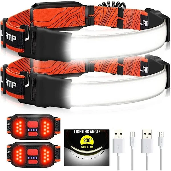 Kraftfull COB LED-pannlampa 230 graders belysning USB-uppladdningsbar pannlampa Vattentät pannlampa Frontlampa med batteri