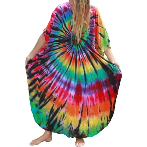 Kvinnors Kaftan Klänning Fri Storlek Kaftaner Lång Tunika Kimono Maxi Vardag Strandklänning Loungewear