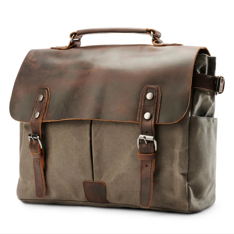 Torba Listonoszka Vintage W Kolorze Army Green dla mężczyzn - Torby na ramię