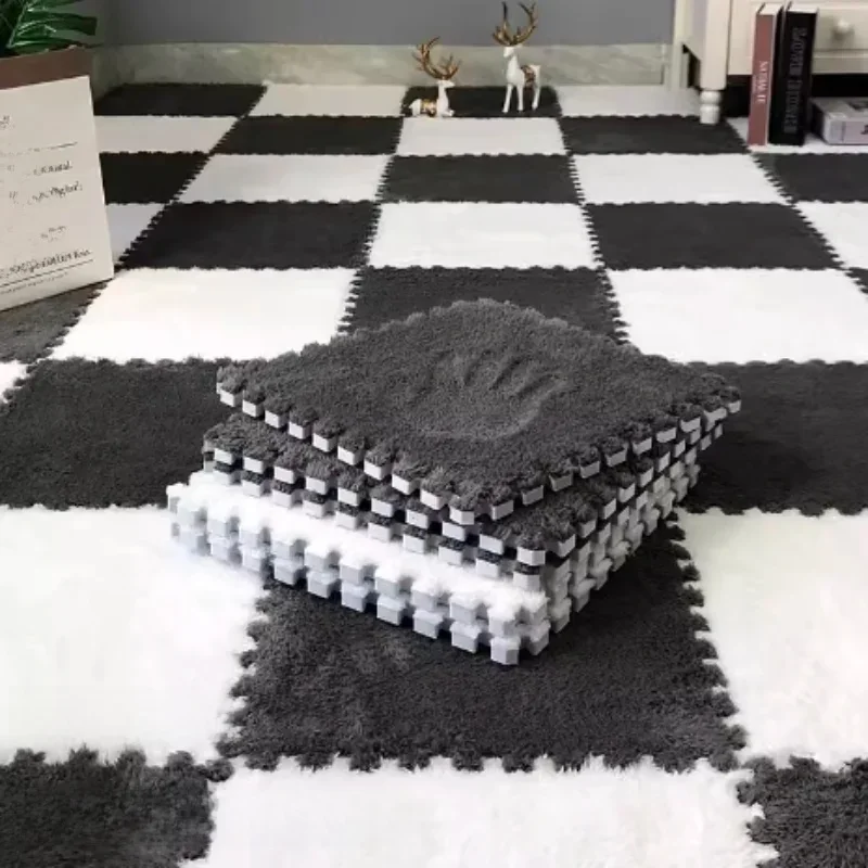 AliExpress - Tapis chaud en peluche douce pour bébé, tapis de jeu pour chambre de bébé, Patchwork, mousse EVA, carreaux de sol de sport imbriqués, 