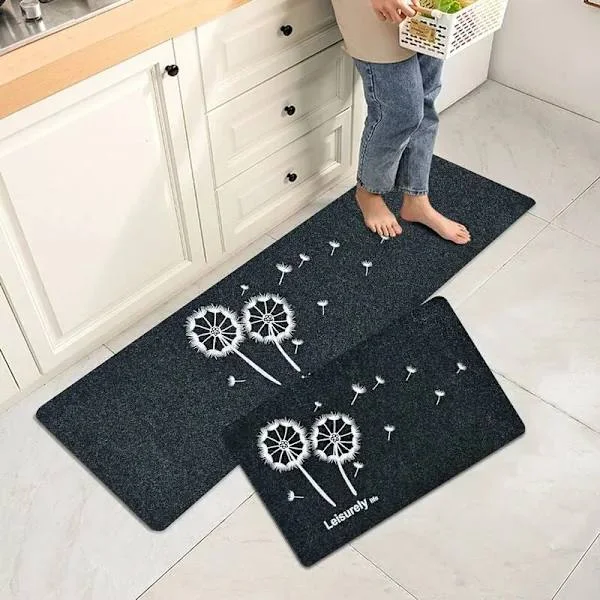 2 Pieces Non-Slip Kitchen Mats Absorbent Bathroom Mat Rugs for Front S