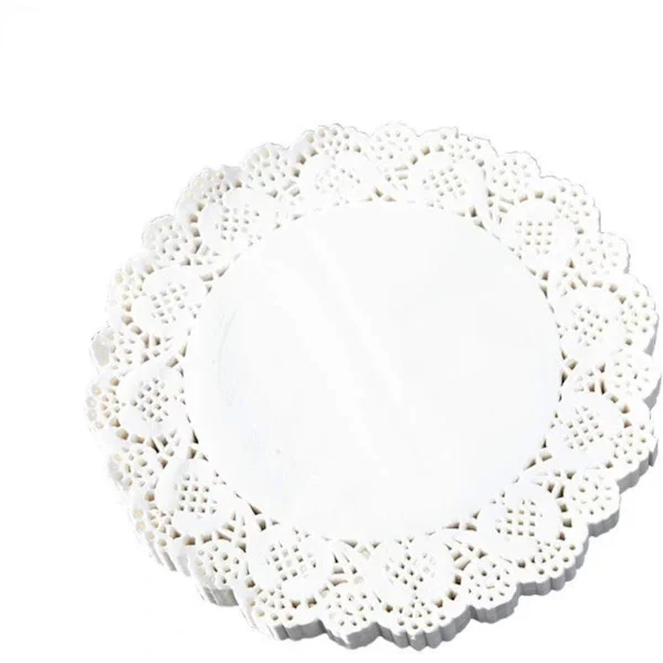 Runde papirduker, 150 stk hvite blonde papirduker kakepapirmatter til fest- eller bryllupsborddekorasjon, 16,5 cm
