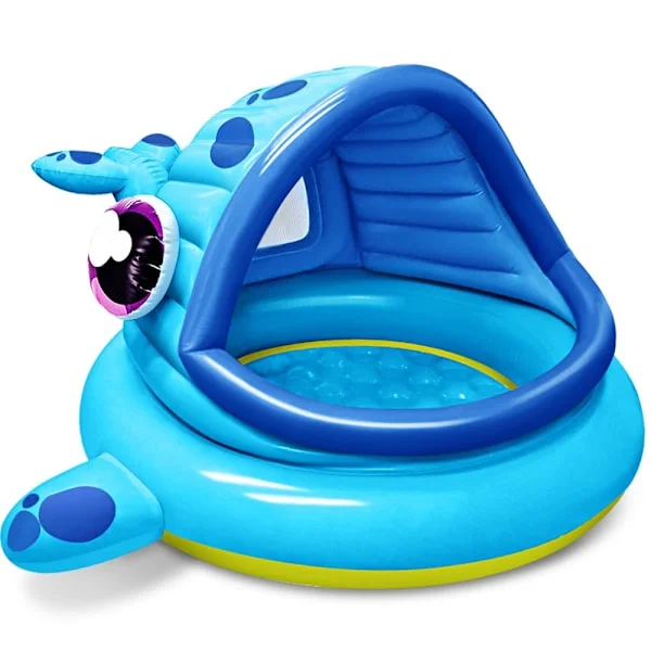 Babypool med solskydd för barn 127 x 102 x 69 cm Barnpool Uppblåsbar pool med tak, Badflotte