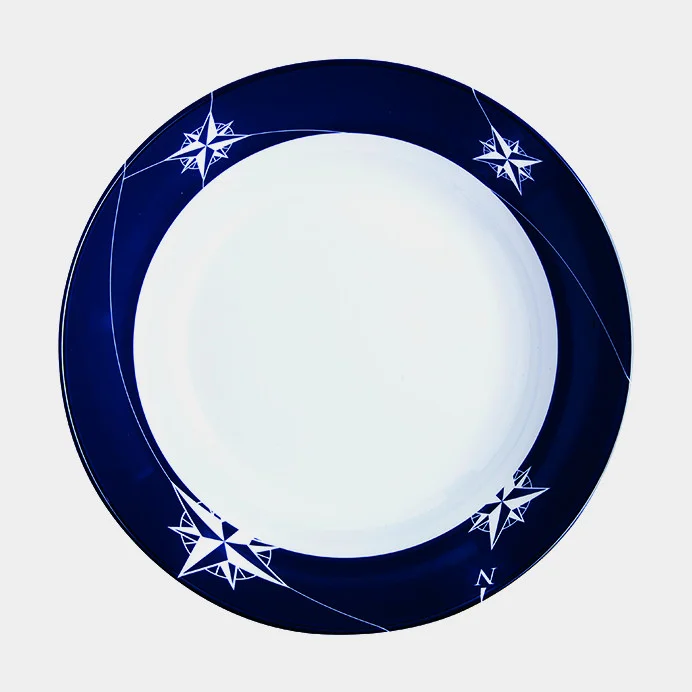 Deep melamine plates Marine Business Northwind, non-slip, white/blue, 19 cm, 6-pack