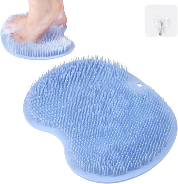 Stor fodborste, fodbad fodvask vask bade massage pude med skridsikre sugekopper, fodbad fodmassageapparat brusebad fodvaskemåtte fodmassage (blå)