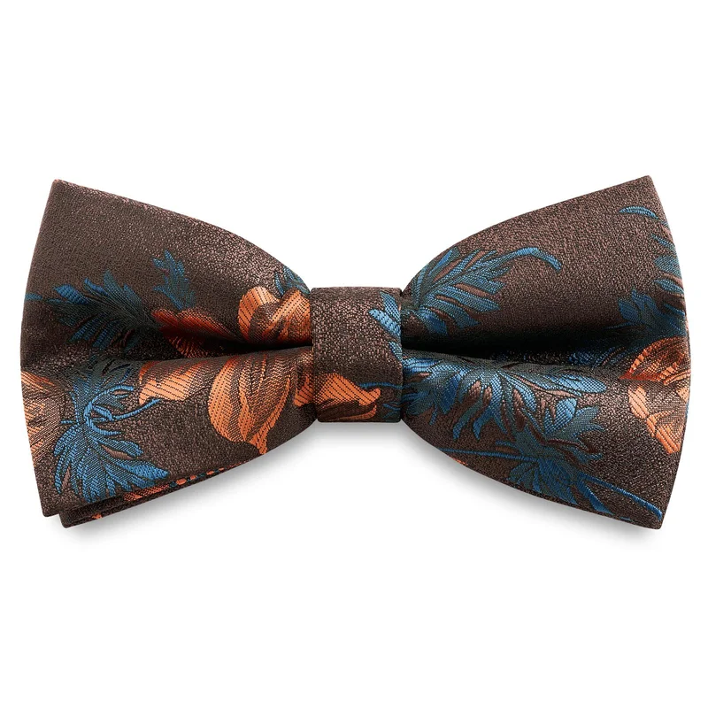 Dianthus | Burnt Orange and Turquoise Flower Pre-Tied Bow Tie for Men - Pre-tied bow ties