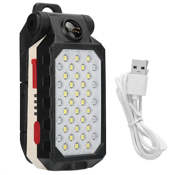Bærbar LED-arbeidslampe USB oppladbar sammenleggbar arbeidslampe lommelykt med magnet for bilreparasjon