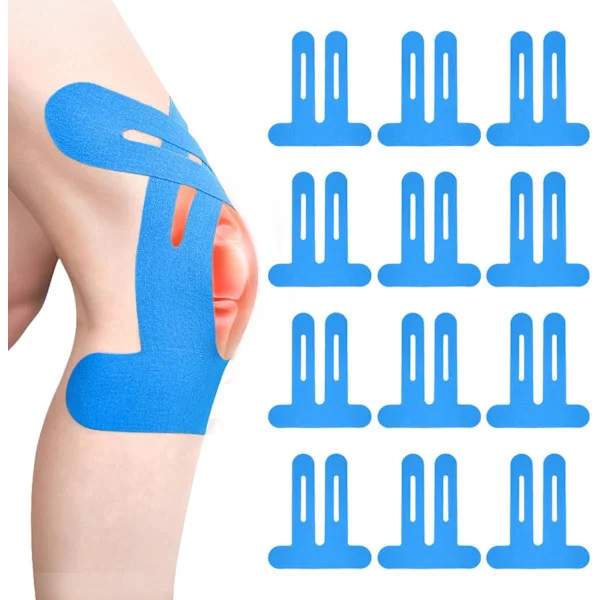 12 stk. ferdigkuttet kinesiologitape, elastisk vanntett sportstape, pustende knetape for knesmerter, gir støtte og stabilitet[TT]