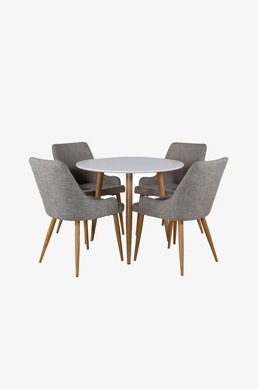 Venture Home - Spisebord Polar med 4 stole Plaza - Hvid - Spisebordssæt 4 personer - Fra Homeroom