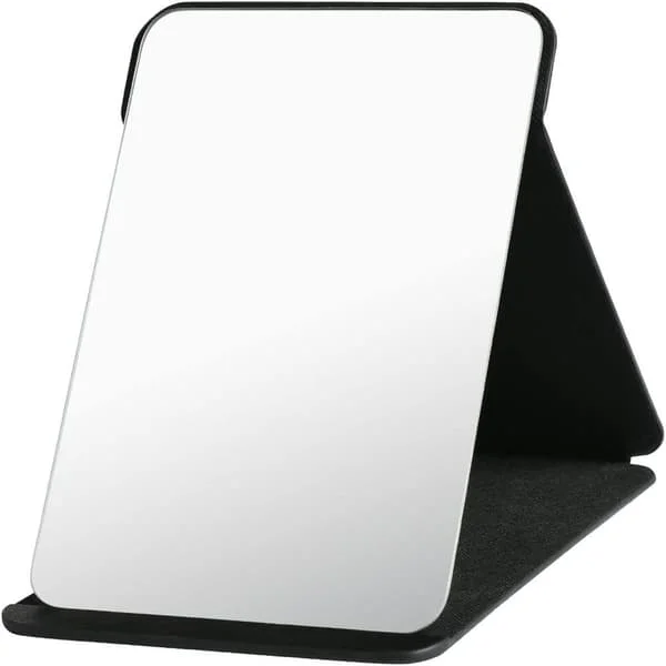 Folding Table Mirror with PU Leather Makeup Mirror, Portable Travel Mirror, Foldable Mirror with Stand Portable