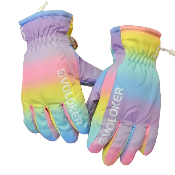 Kids Winter Gloves, Waterproof Non-Slip Plush Lined Warm Snowboard Gloves for Kids Girls Boys 2-8 Years [M]