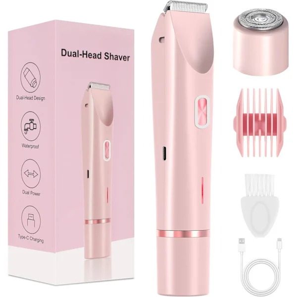 2026 Ny Bikini Trimmer til Kvinder Bikini Shaver 2-i-1 Elektrisk Barbermaskine til Kvinder (Pink)