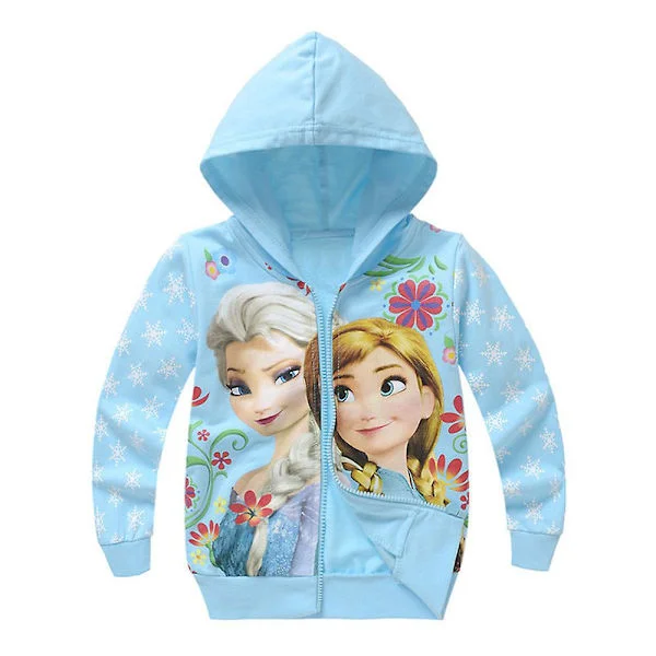 Barn Flickor Luvtröja med Frozen print Långärmad jacka med dragkedja med huva Tröja Lös casual Ytterkläder