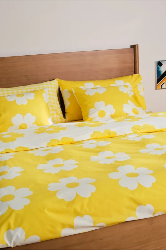 Jotex - Bettbezug-set Doppelbett Gelb/naturweiß - WERNER - Kaufe Doppelbett bei Jotex