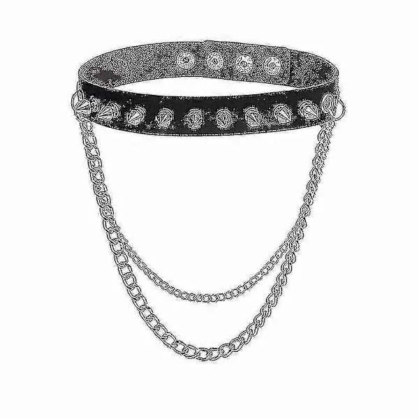 Naisten choker-kaulakorut, Pu-nahkainen choker O-rengas Vintage Goottilainen Punk Choker Halloween Choker Niitti Choker Tarvikkeet Hopeiset kaulakorut