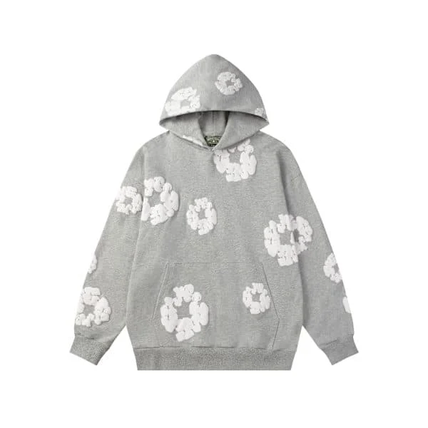 Denim Tears Hoodies Vintage Printed Hoodie Sweatshirt Casual Oversized Långärmad Streetwear Hooded Pullover Grå Grå M