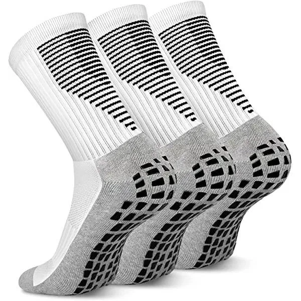 3 Pairs Non-Slip Football Socks Breathable Waterproof Grip Socks Soccer Sport Socks Basketball Handball White