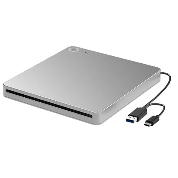 Extern 3D Blu Ray DVD-enhet, USB 3.0 & Type-C CD DVD-spelare brännare för PC Laptop, Slim Portabel Optisk Enhet