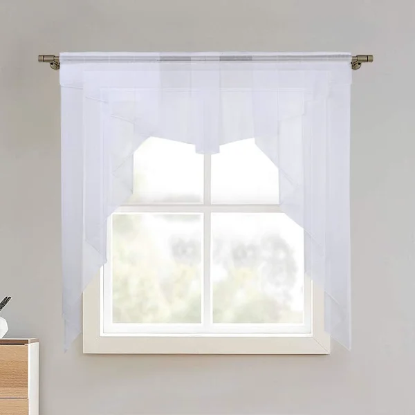 Köksgardiner (vita, 120cm*145cm) Små gardiner Genomskinliga