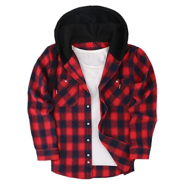 Herreternede skjorter Langærmede skjorter med lommer Knapper Herreternede skjortejakker Flannelskjorter Rød 2XL