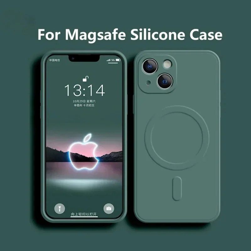 AliExpress - Magnetische kabellose Ladehülle für MagSafe für iPhone 17 16 14 13 12 11 15 Pro Max Mini XR XS – Weiche Flüssigsilikon-Rückabdeckung