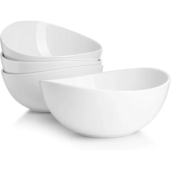 Store Black Friday-tilbud! Serveringsskåler Sett med 4, for Salat | Suppe | Snacks | Pasta - Mikrobølgeovns-, oppvaskmaskin- og ovnssikker - Hvit