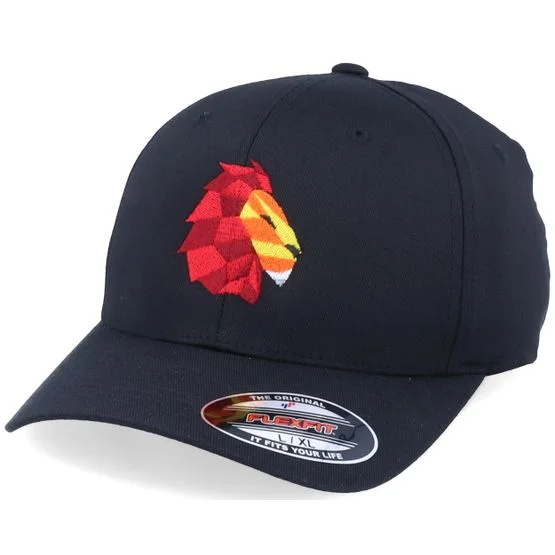 Origami - Svart flexfit Keps - Paper Lion Black Stretch Fit @ Hatstore