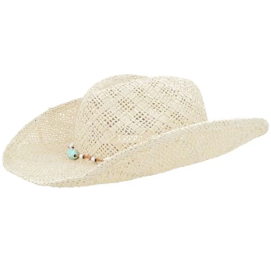 MJM Hats - Womens Westy Paper Natural Western Straw Hat Straw Beige Hat - @ Hatstore