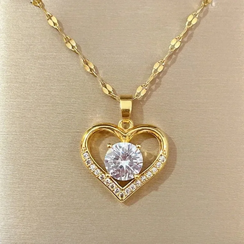 AliExpress - Kunstmatige edelstenen hart hanger ketting voor vrouwen 2022, gouden roestvrijstalen lippen halsketting vrouwelijke kettingen sieraden 